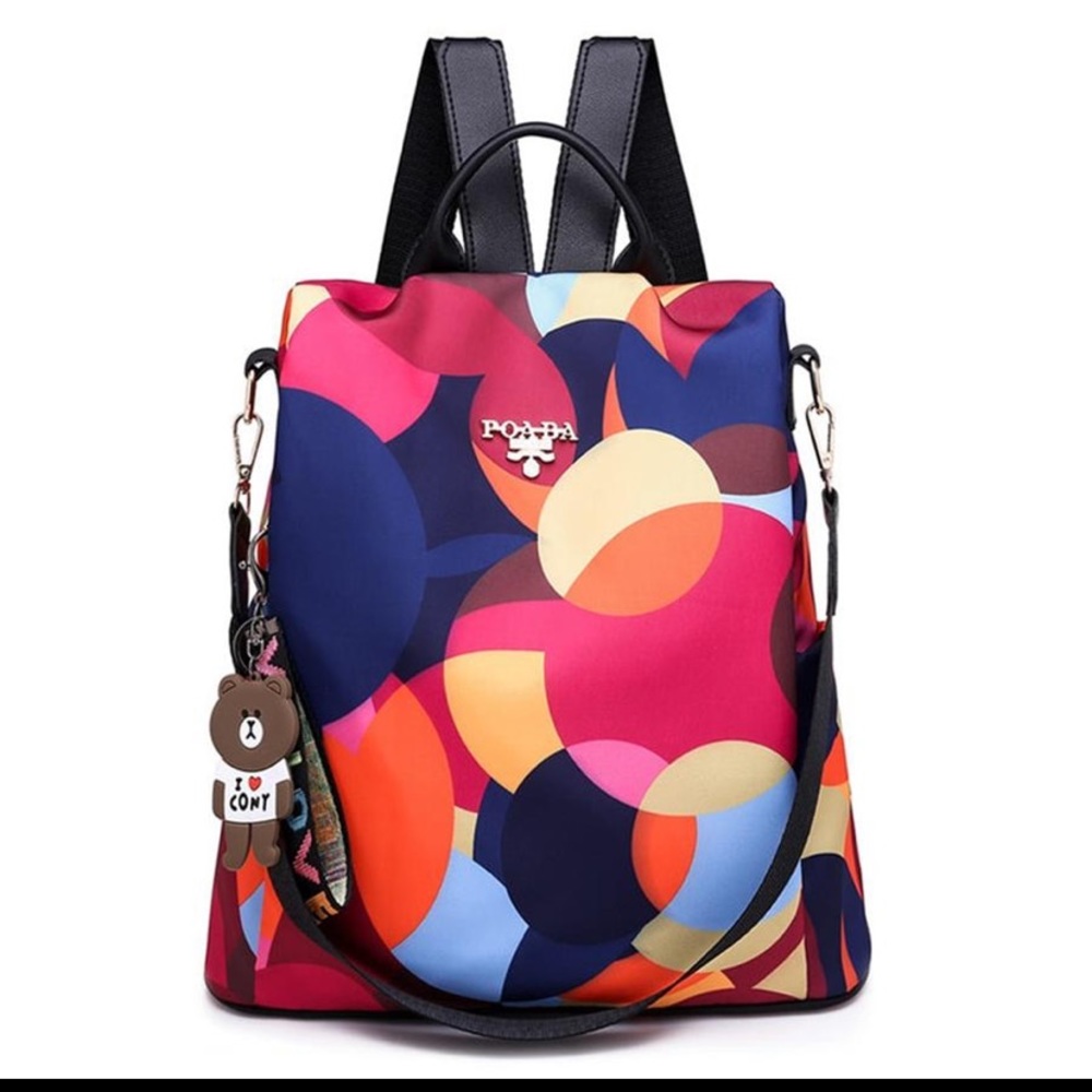 ๐Poaba Colorful Antitheft Oxford Backpack NWT ๐ - Picture 2 of 12